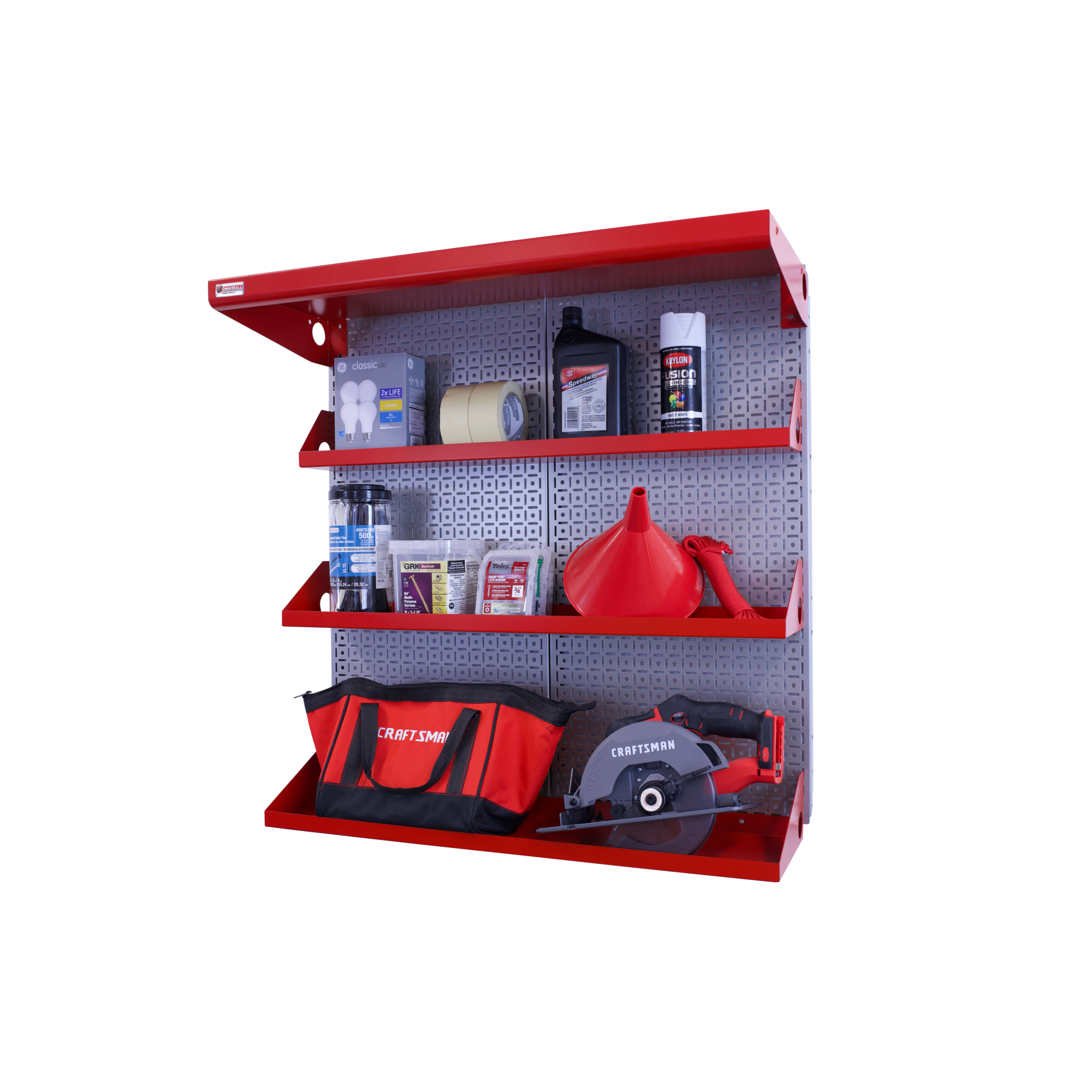 OmniWall, OmniWall metal pegboard storage kit for storage, Length 16 in, Width 32 in, Model# CGS-KIT-SHLF